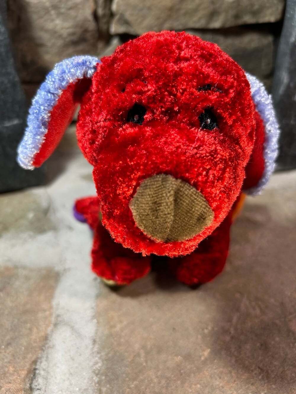 Red patches velvet purple eared little puppy plush dog by Elko